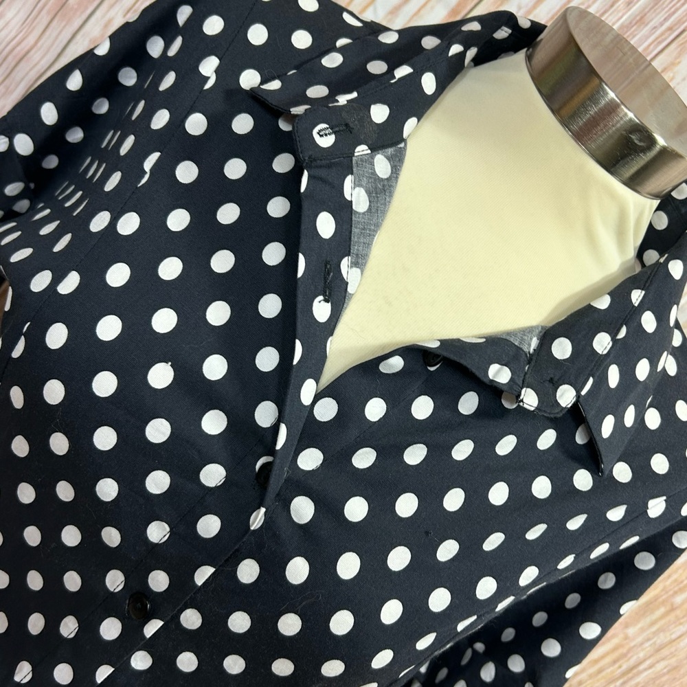 Spoon Jeans Black‎ and White Polka Dot Dramatic Sleeve Button Down Top - Picture 2 of 9